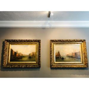 A Rare Pair Of 19th-century Views Of Venice