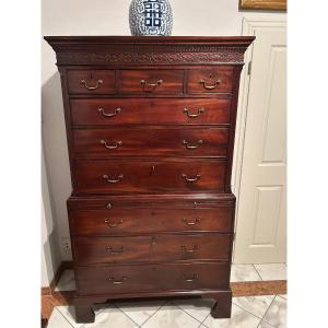 A Rare Tall English Mahogany Chest Of Drawers, George III Period, England, Circa 1780