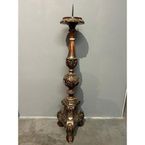 A Large Baroque-style Polychrome Wooden Candelabra