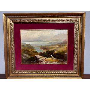 A 19th-century Landscape In Its Original Wodden Frame