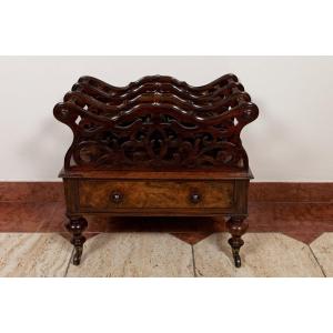 Porte-revues en ronce de noyer, eppoque Victorienne