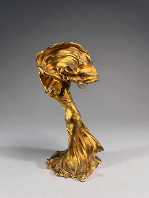 Raoul François Larche  "la Danseuse Loïe Fuller" Lampe De Table Art Nouveau En Bronze , Signé