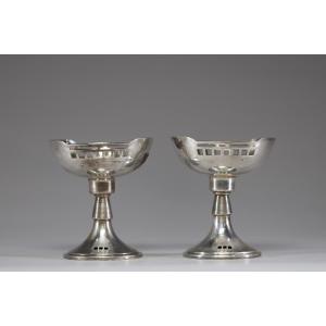 Pair Of Sterling Silver Footed Bowls, Hallmarked By The Old Austro-hungarian Empire, +/-1900