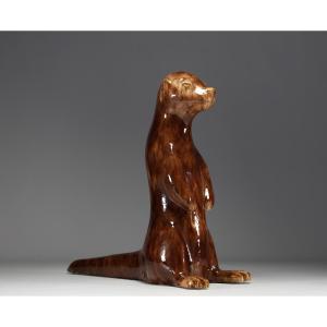 Roger Duterme (1919-1997) "prairie Dog" In Glazed Terracotta, Artist's Stamp