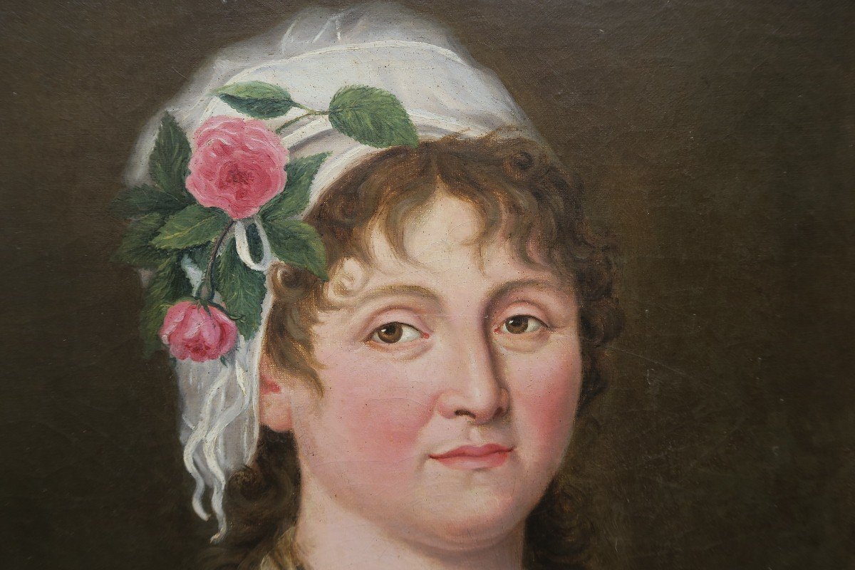 Portrait Late 18th Century Woman With Bay Leaf-photo-2