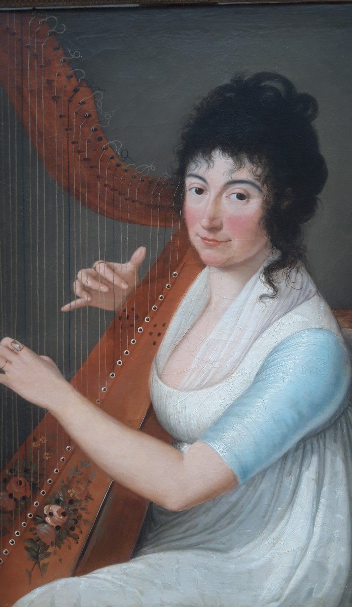 Portrait Of Woman With A Harp Early 19th Century-photo-2
