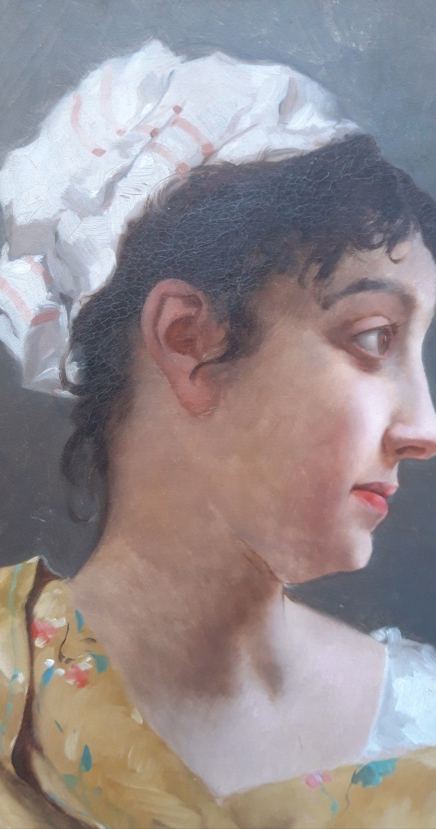 Portrait Of A Woman With A XIX Scarf Monogrammed Ep For Emile Pinchart.-photo-2