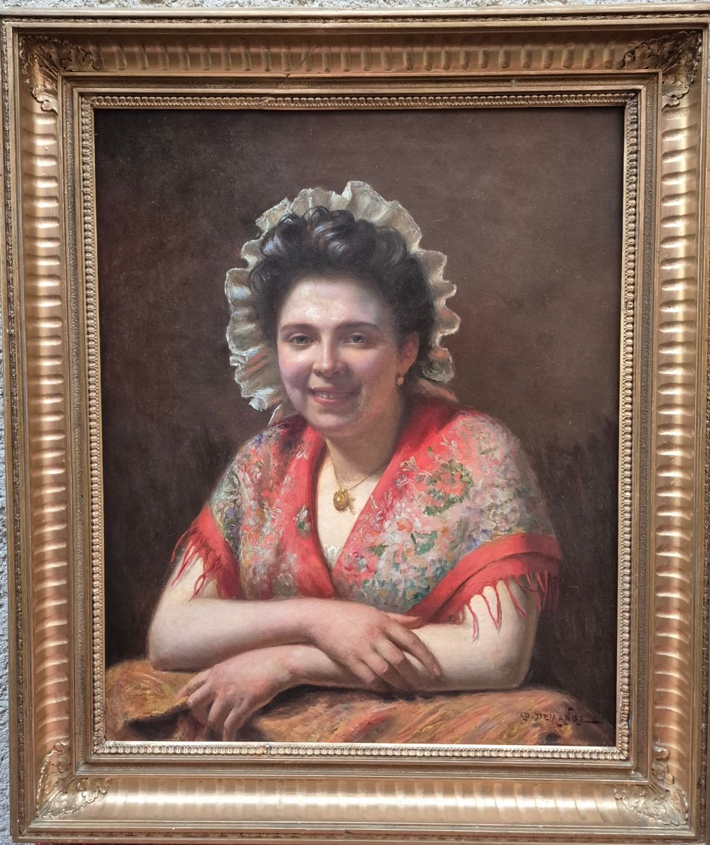 Portrait De Femme Signé Ad Demange