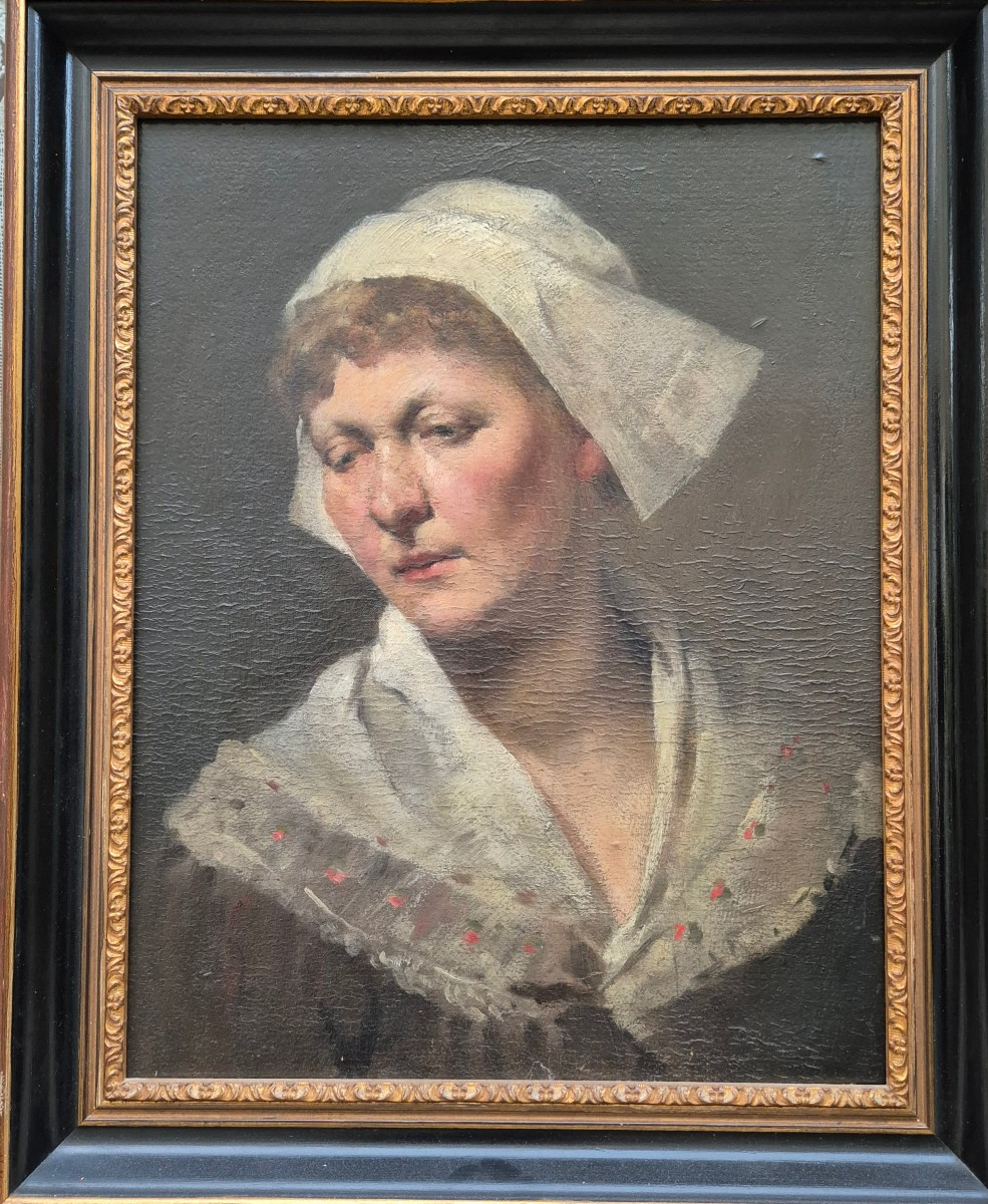 Portrait  femme pensive XIX