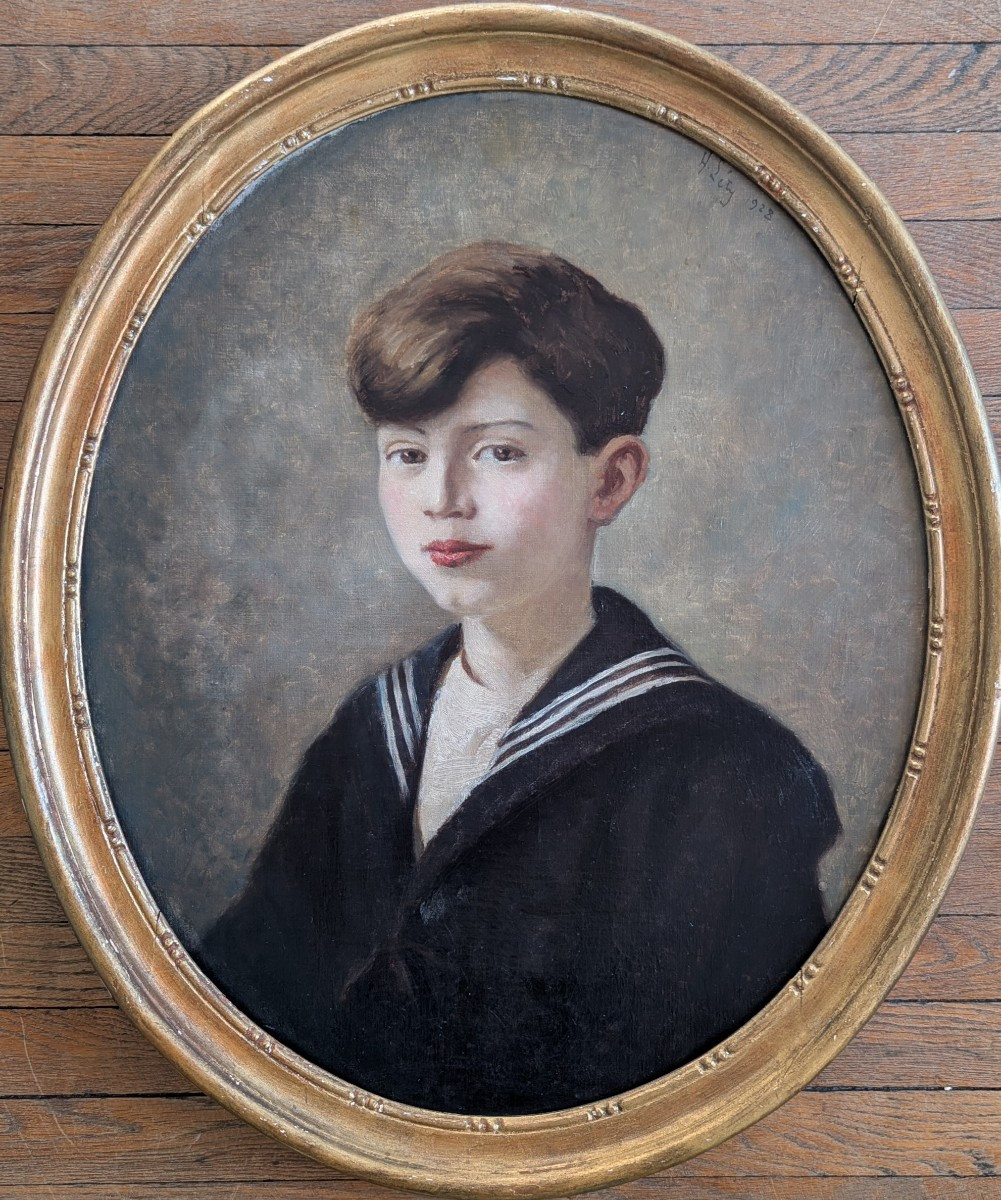 Portrait de jeune garçon art déco signé et daté 