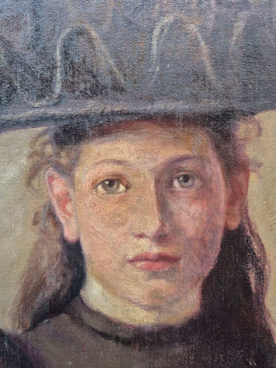 Portrait 1900 jeune fille signé et daté -photo-3
