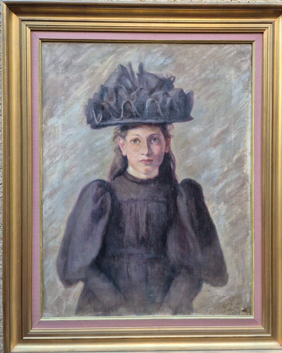 Portrait 1900 jeune fille signé et daté 