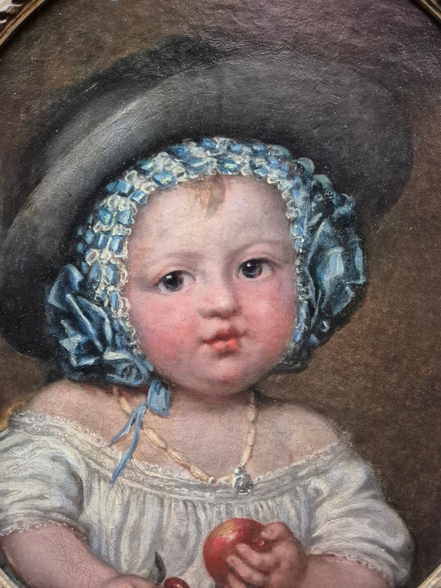  Portrait Enfant aux Fruits XIX .-photo-2