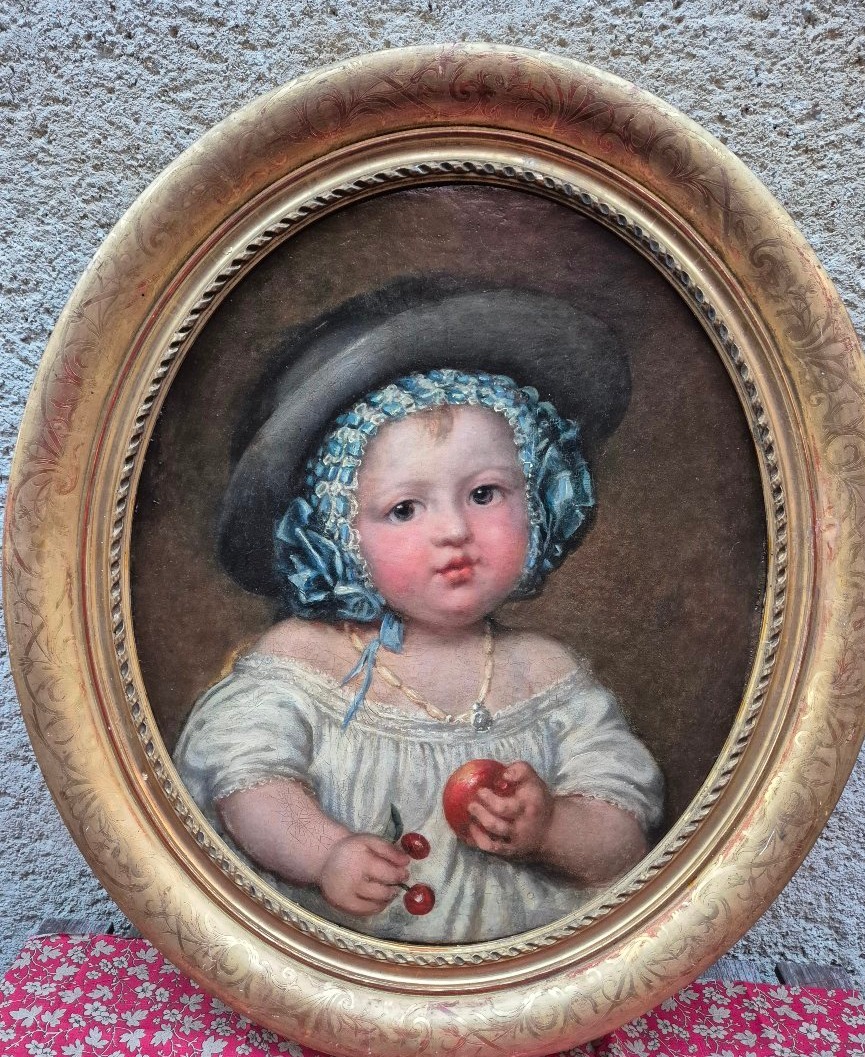  Portrait Enfant aux Fruits XIX .