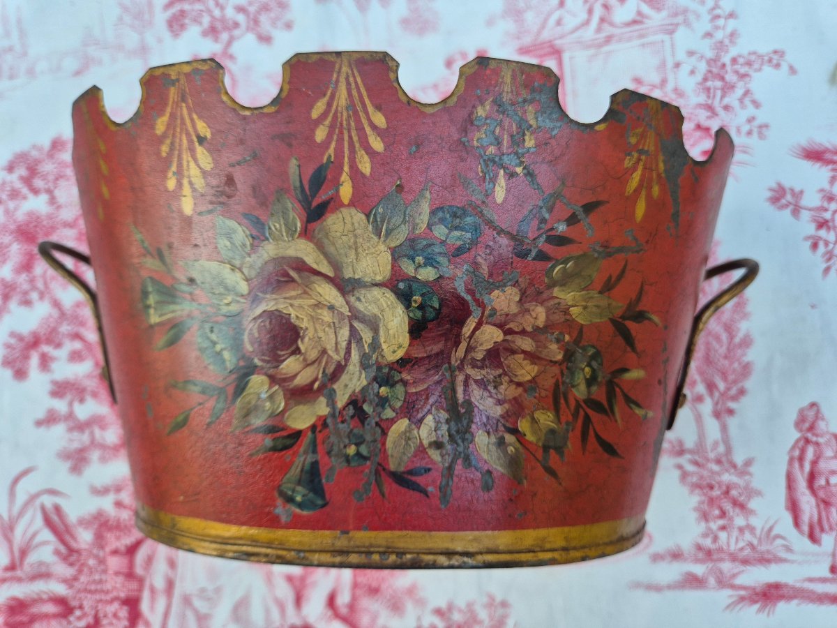 Napoleon III-style Cooler, Signed Sheet Metal Glass Top -photo-4