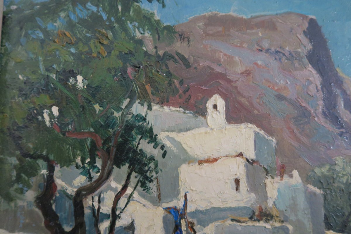 Peinture Signée Maurice Martin ( 1894-1978 ) Paysage Rhodes-photo-2