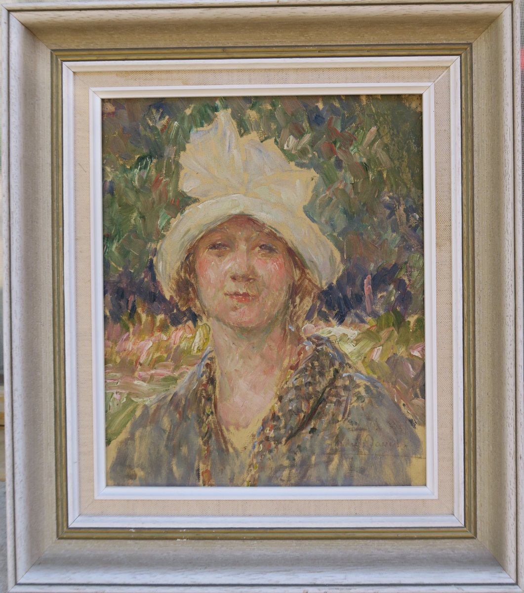 Portrait 1930 Jl André David Art Déco Pointillisme 