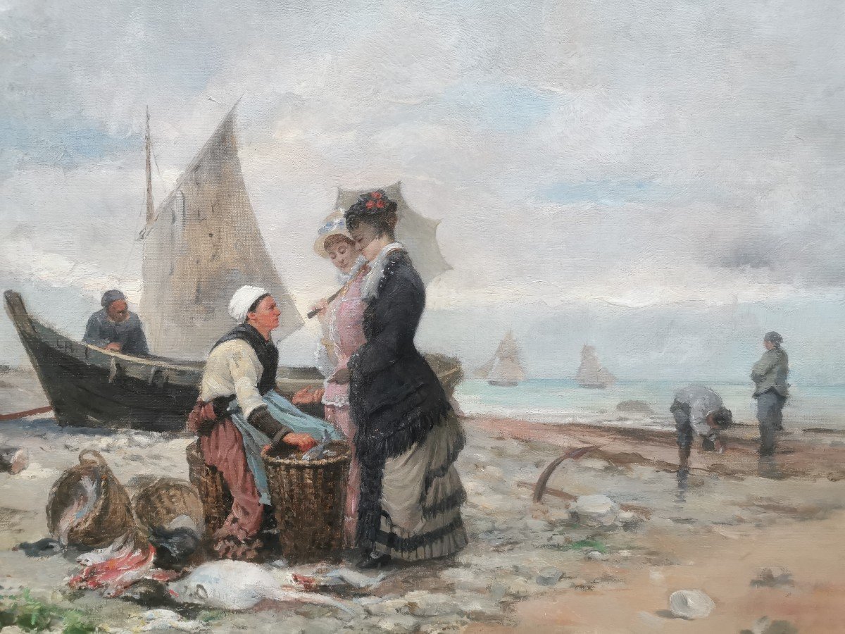 La  Plage, retour de pêche, Gagliardini Julien Gustave  ( 1846-1927)-photo-5