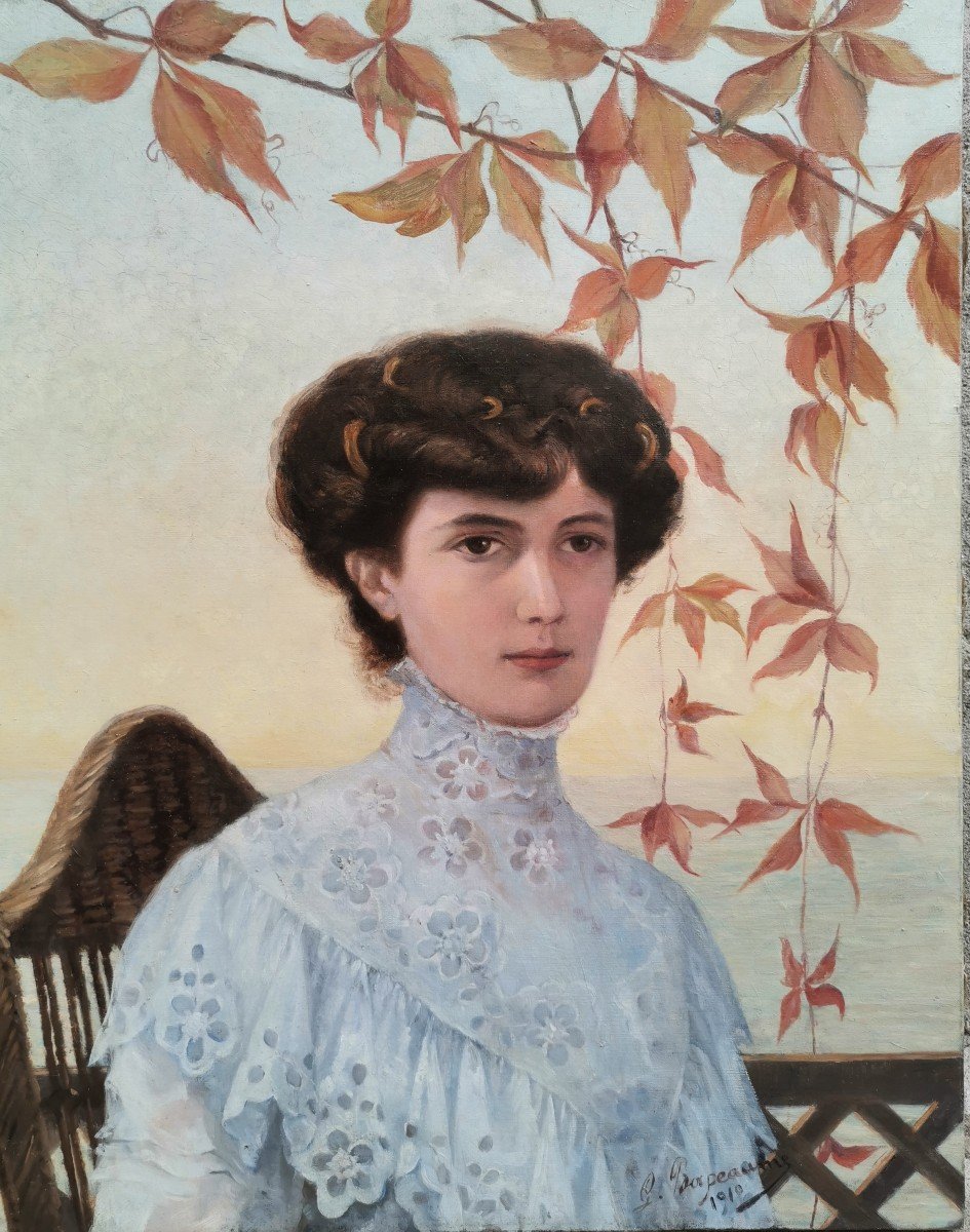 Portrait Bord De Mer Art Nouveau circa 1900