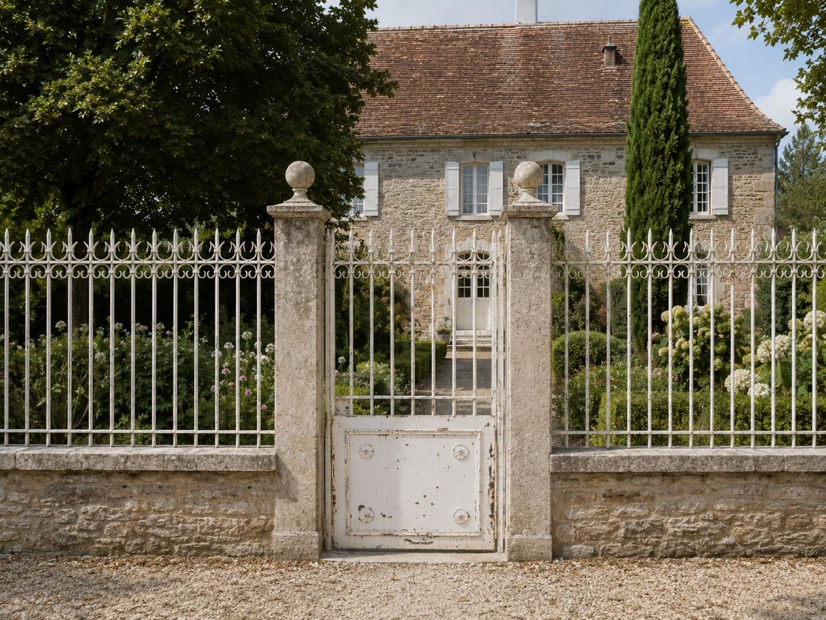 Grilles XIX Avec Porte Pour Embellir Maison De Village-photo-1