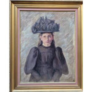 Portrait 1900 jeune fille signé et daté 