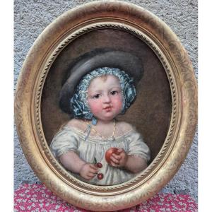  Portrait Enfant aux Fruits XIX .