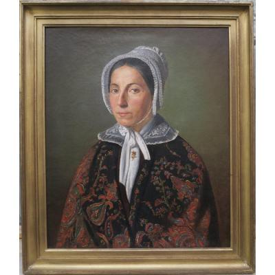 Portrait Femme Au Cachemire XIX