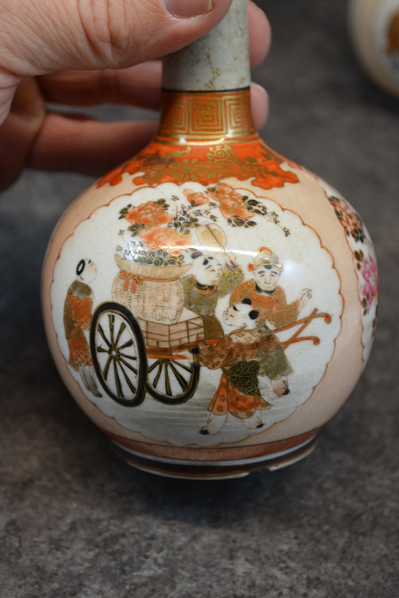 Paire De Vase Ancien En Porcelaine De Satsuma Japon - Chine-photo-2