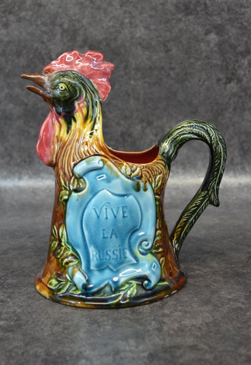 Onnaing Barbotine Pitcher Le Coq Gaulois Long Live Russia