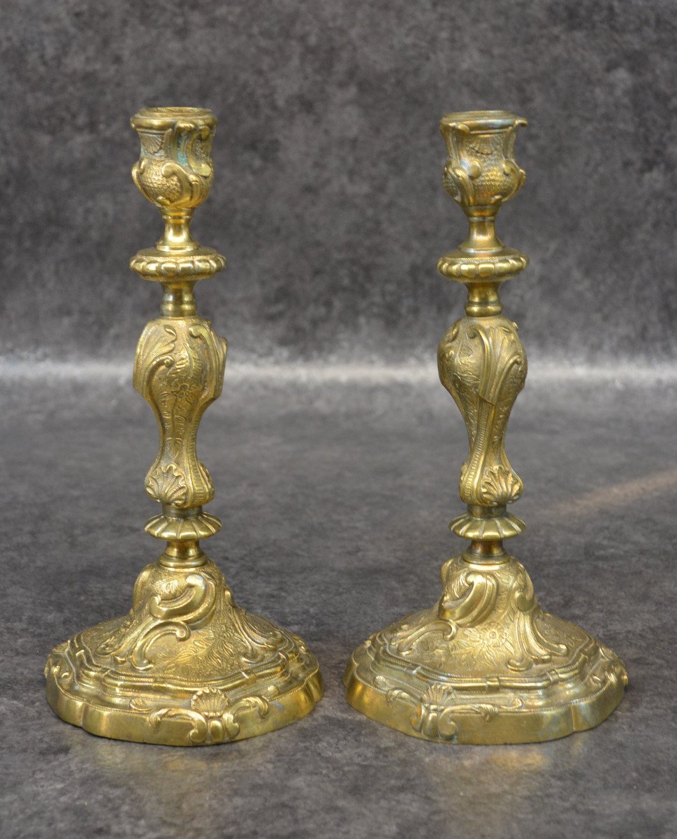 Pair Of Candlestick In Solid Bronze