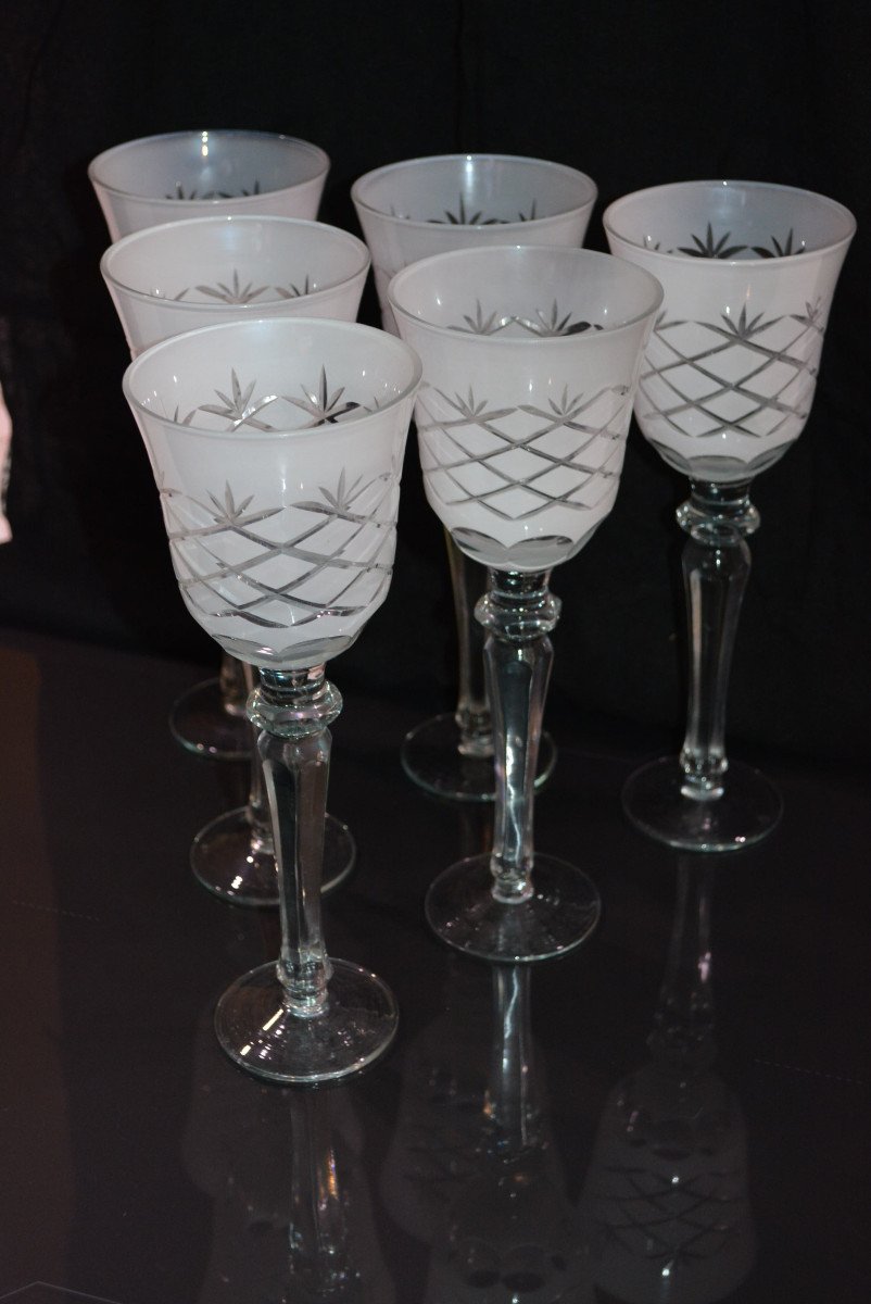 Lot Of 6 Large White Glass Water Glass Size-photo-1