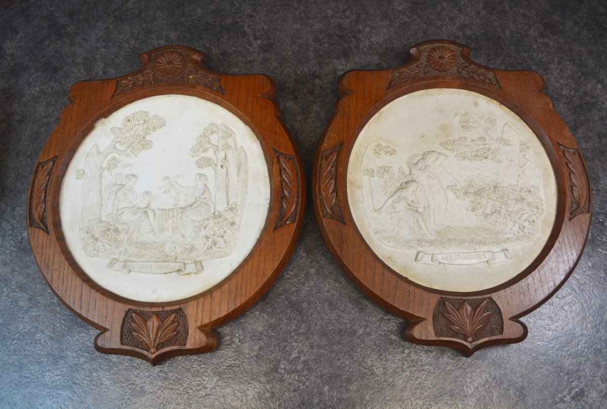 Pair Of Large Biscuit Medallions
