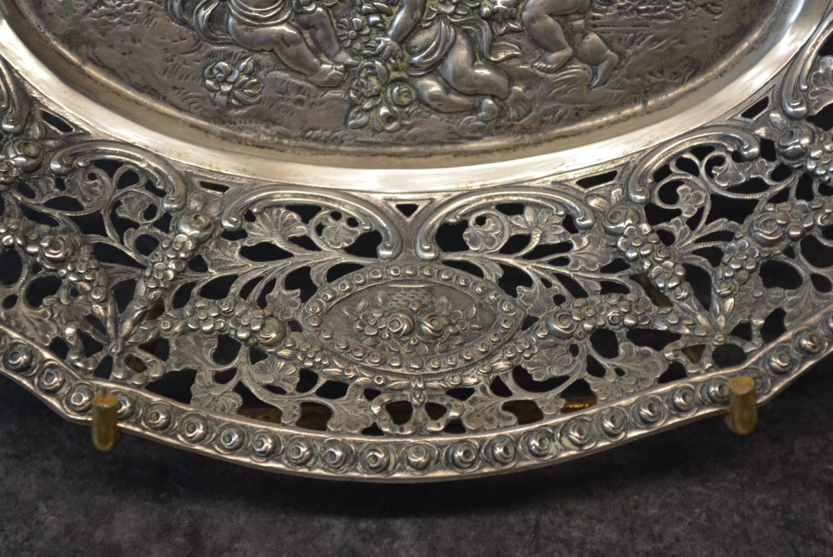 Basket In Sterling Silver Cherub / Angel / Putti Decor-photo-1