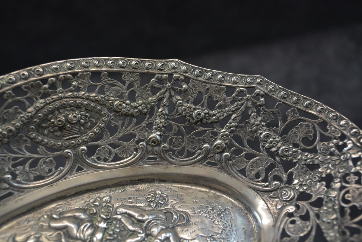 Basket In Sterling Silver Cherub / Angel / Putti Decor-photo-6