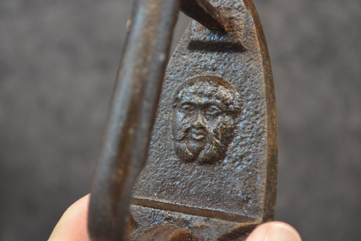 Rare Small Lace Iron Head Of Bacchus