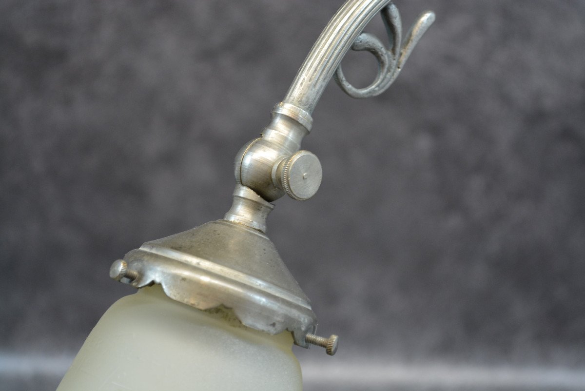 Art Deco Bronze Lamp Angel Decor And Muller Glass Paste-photo-4