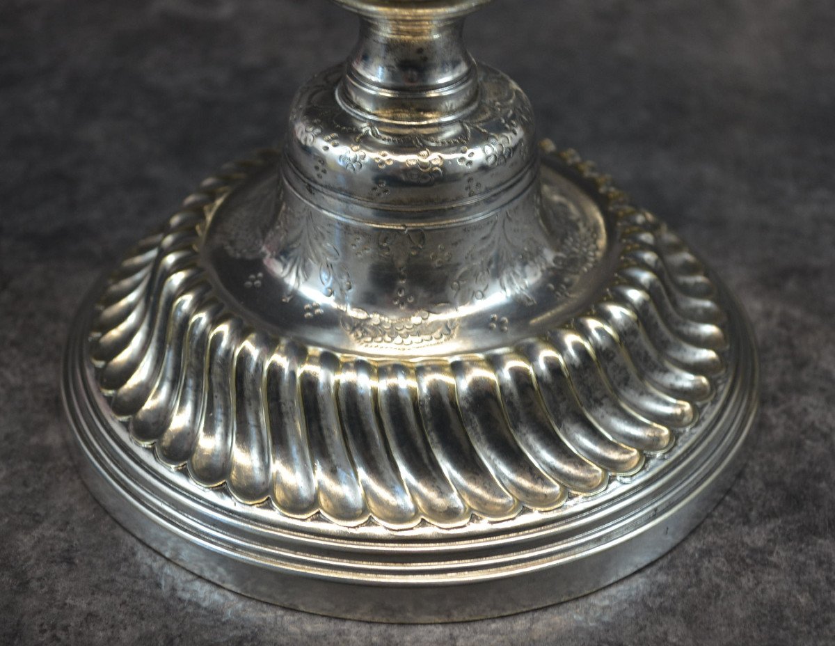 Paire De Bougeoir / Flambeau En Bronze Argenté-photo-1
