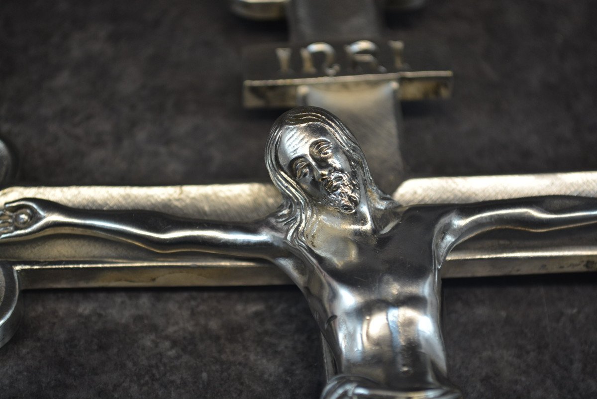 Christ Sur La Croix En Bronze Argenté-photo-4