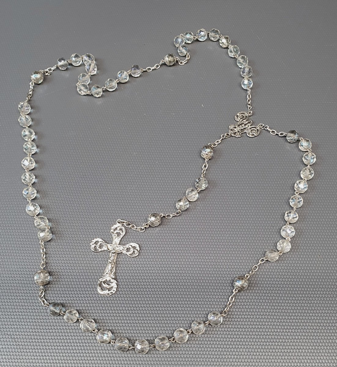 Rosary In Silver And Crystal