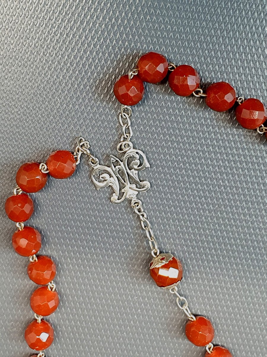 Rosary In Silver And Agathe-photo-3