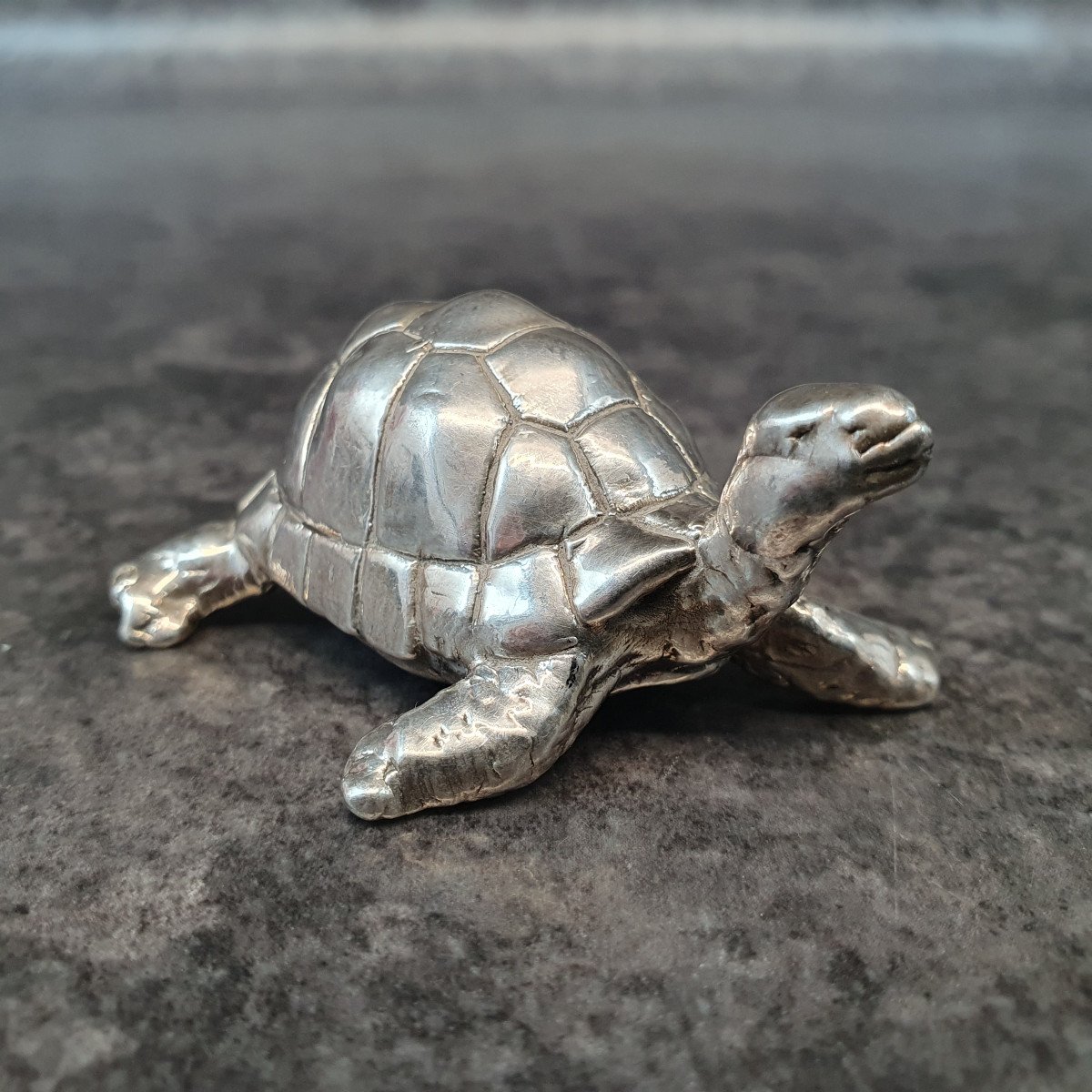 Turtle Figurine In 925 Sterling Silver-photo-3