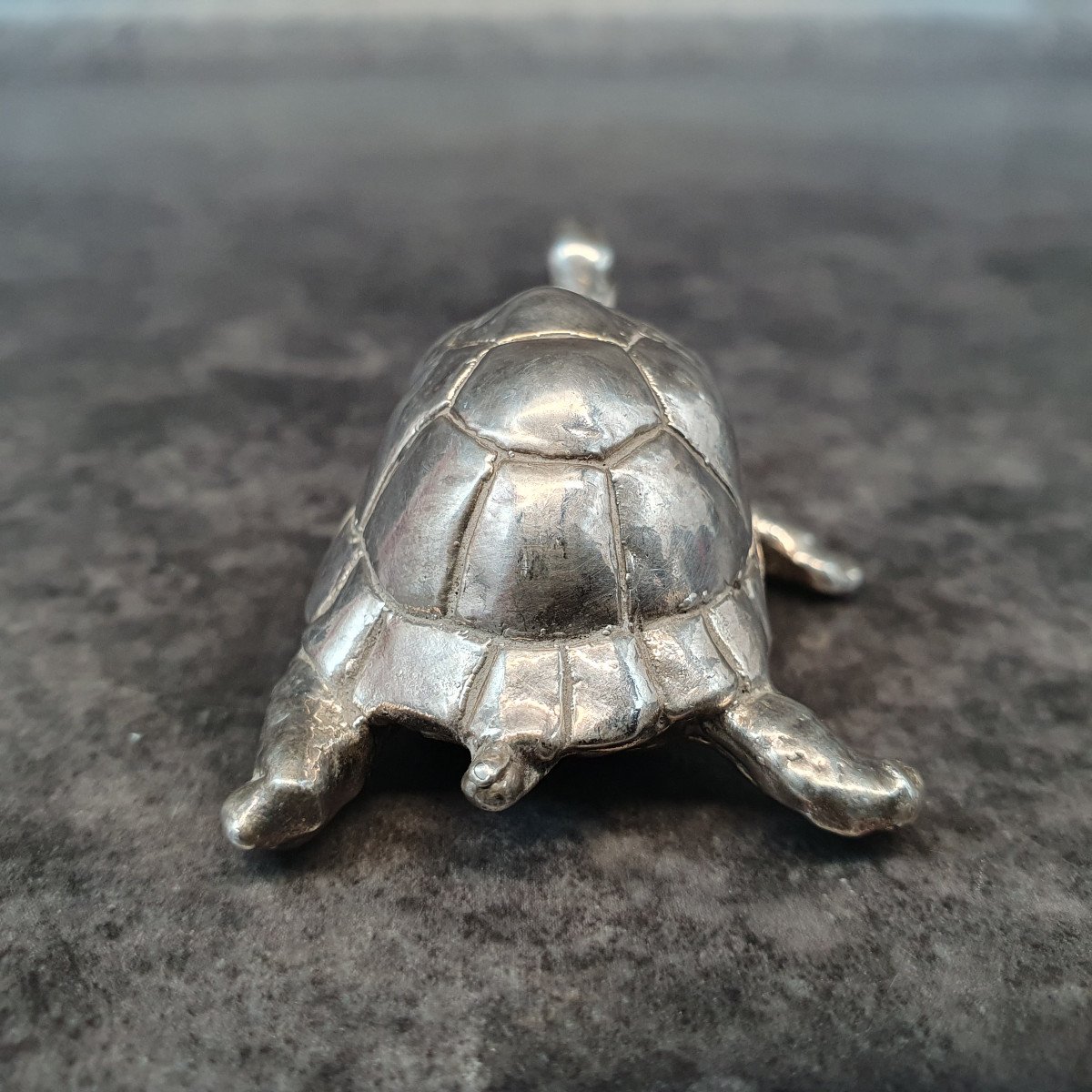 Turtle Figurine In 925 Sterling Silver-photo-4