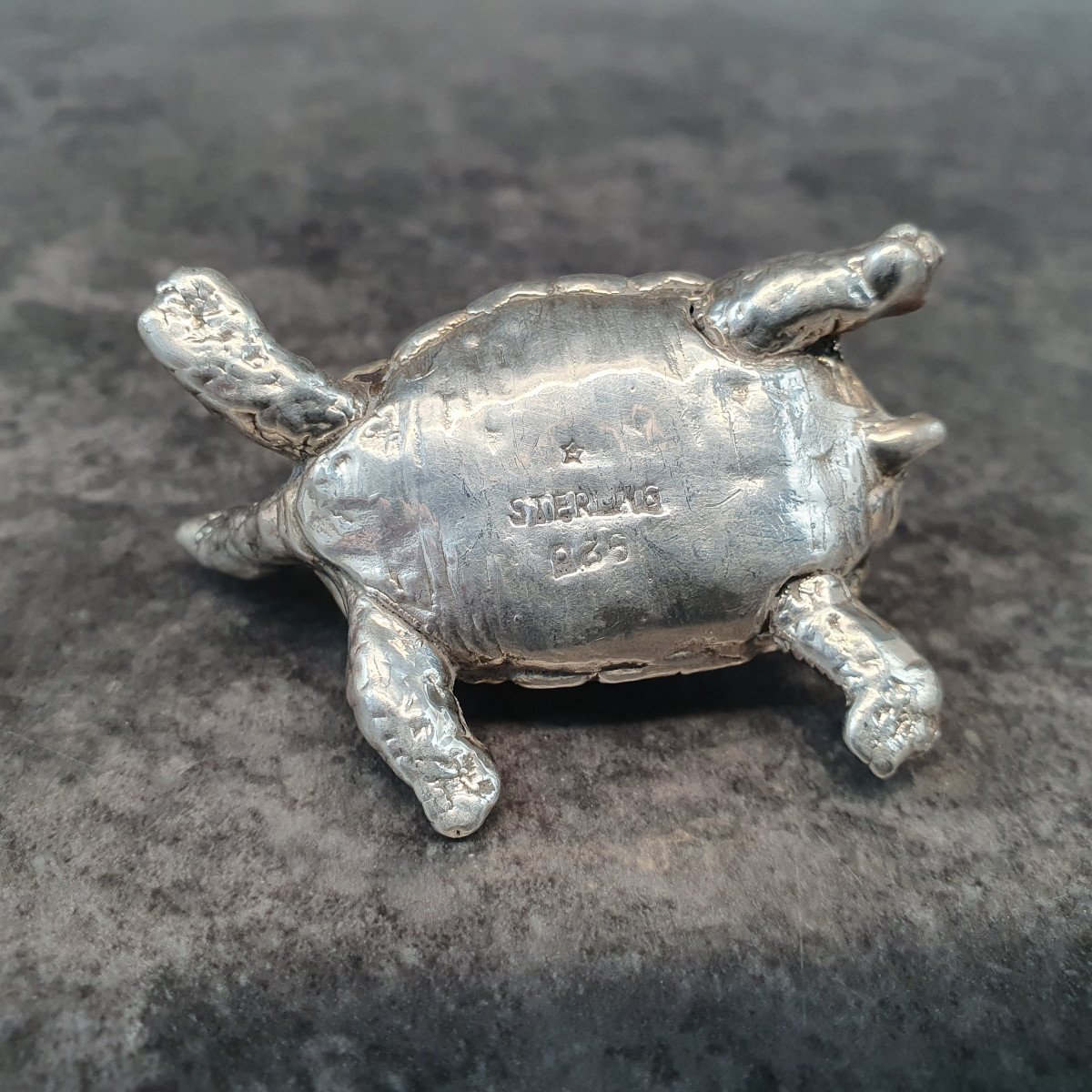 Turtle Figurine In 925 Sterling Silver-photo-1