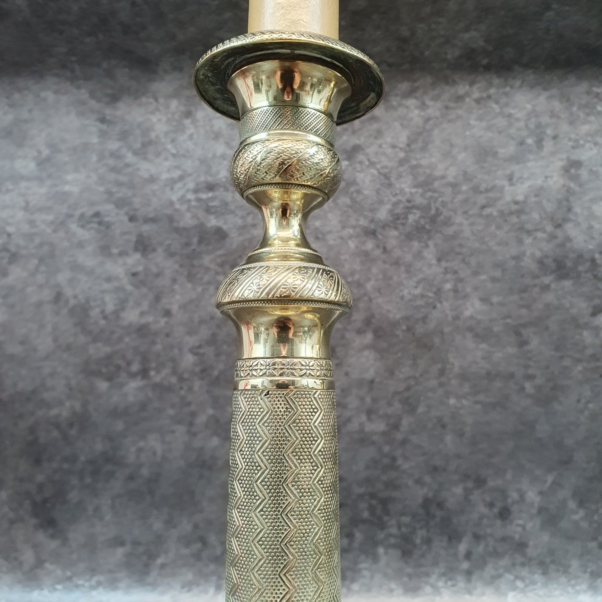 Paire De Bougeoir En Bronze Montés En Lampe-photo-1