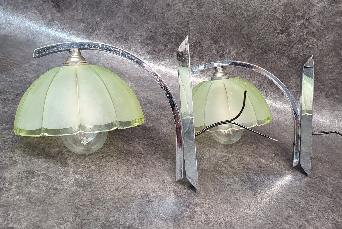 Pair Of Art Deco Wall Lights-photo-2