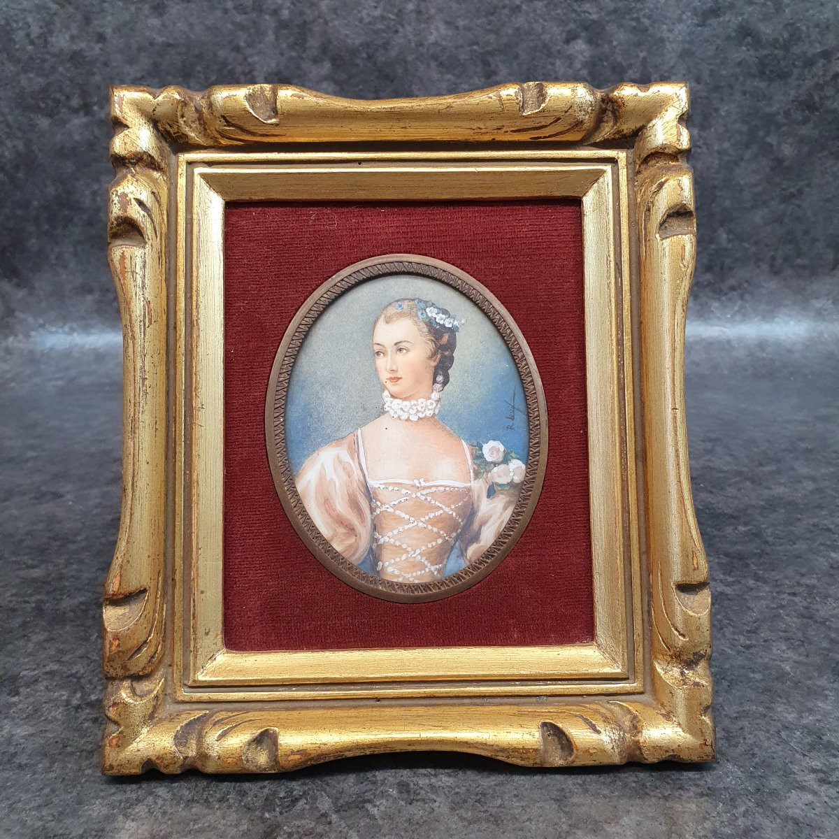 Portrait Miniature Madame De Pompadour-photo-2