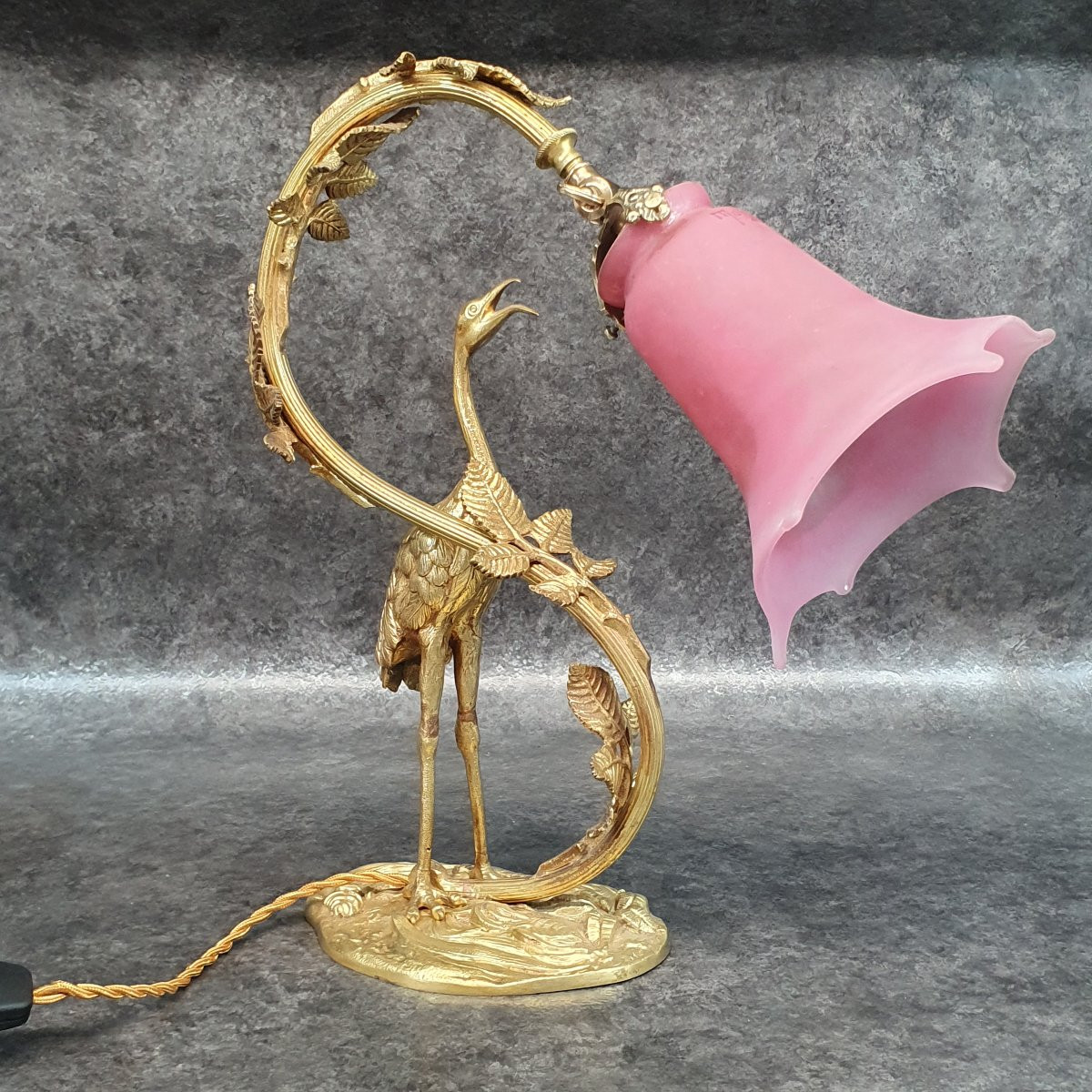 Bronze Lamp Heron And Muller Lunéville-photo-2