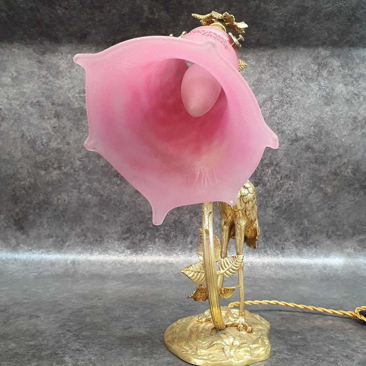 Bronze Lamp Heron And Muller Lunéville-photo-2