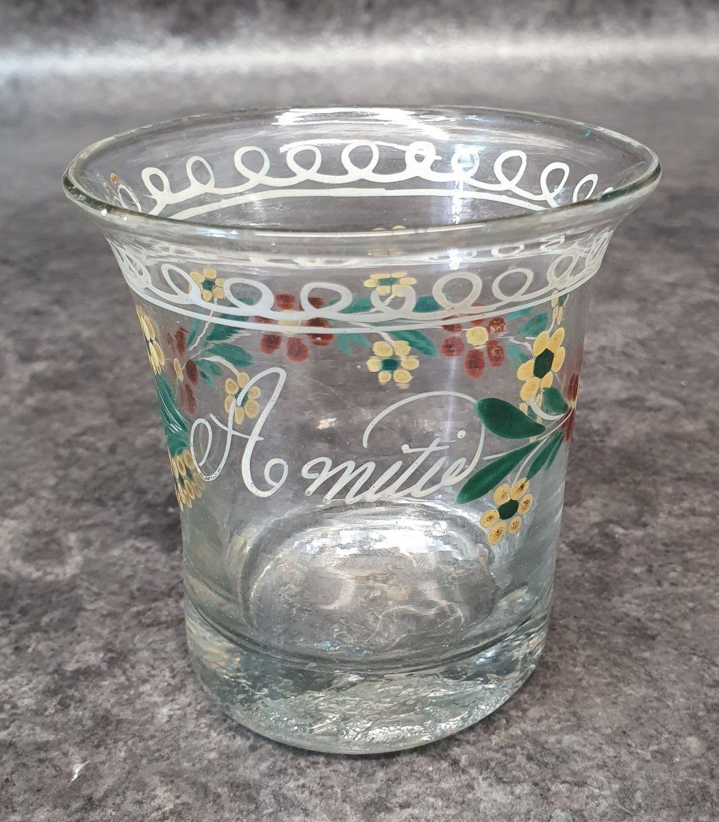 19th Century "friendship" Enamelled Norman Glass-photo-2