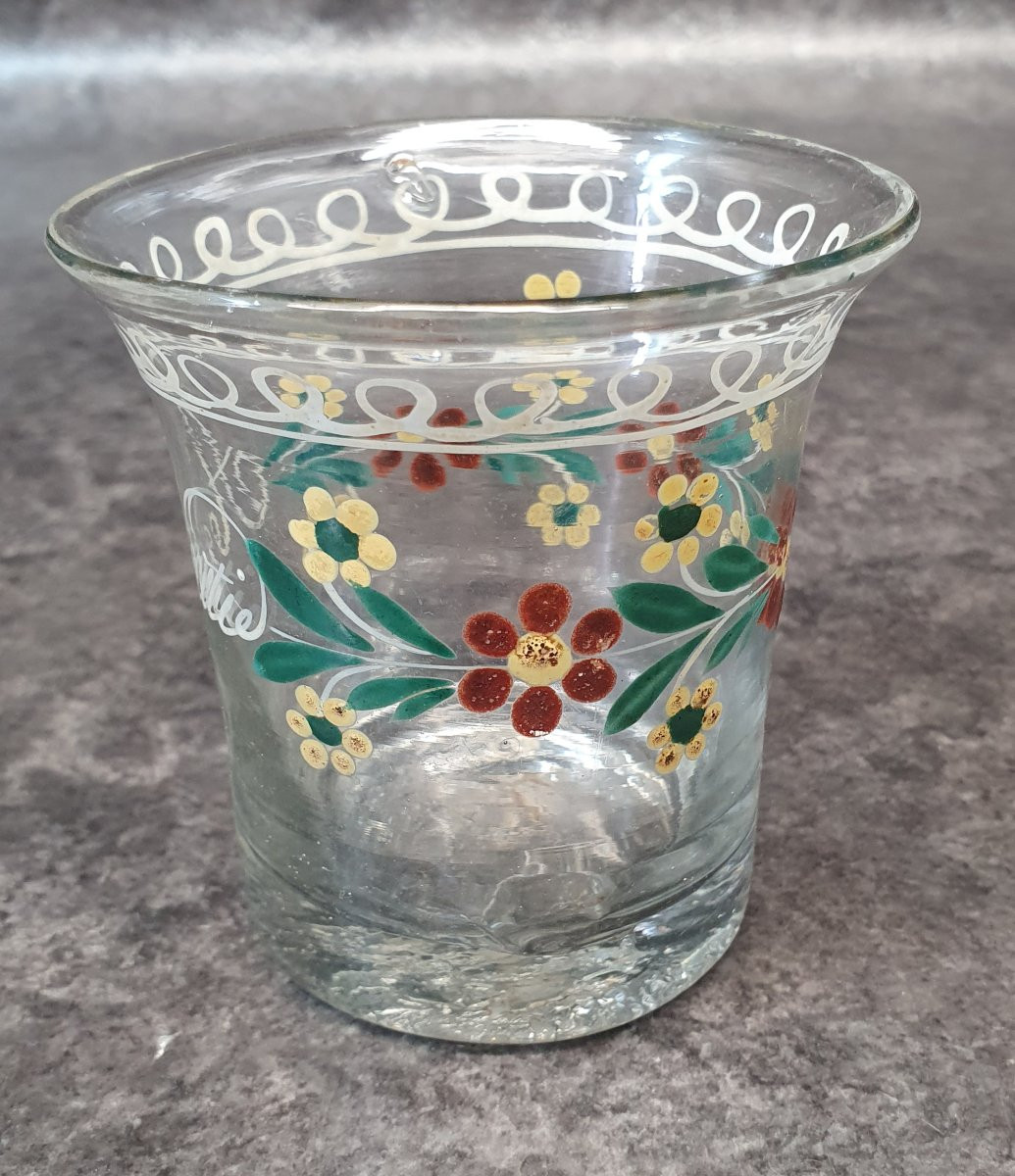 19th Century "friendship" Enamelled Norman Glass-photo-3
